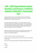 LDR - 302S Organizational Culture&NewLine;Questions and Answers &vert; Verified &&NewLine;Updated &vert; 2026&sol;2027 &vert; Guaranteed&NewLine;Pass
