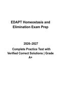 EDAPT Homeostasis and Elimination Questions & Answers PDF &vert; Complete Nursing Practice Test &vert; Latest 2026&ndash;2027