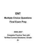 ENT Final Exam Multiple Choice Questions & Verified Answers PDF &vert; Comprehensive Otorhinolaryngology Review &vert; 2026&ndash;2027
