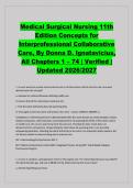 Medical Surgical Nursing 11th&NewLine;Edition Concepts for&NewLine;Interprofessional Collaborative&NewLine;Care&comma; By Donna D&period; Ignatavicius&comma;&NewLine;All Chapters 1 &ndash; 74 &vert; Verified &vert;&NewLine;Updated 2026&sol;2027