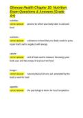 Glencoe Health Chapter 10 Nutrition Exam Questions & Answers &lpar;Grade A&plus;&rpar;&period;docx&NewLine;&NewLine;