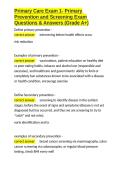 Primary Care Exam 1- Primary Prevention and Screening Exam Questions & Answers &lpar;Grade A&plus;&rpar;&period;docx&NewLine;&NewLine;