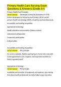 Primary Health Care Nursing Exam Questions & Answers &lpar;Grade A&plus;&rpar;&period;docx&NewLine;&NewLine;