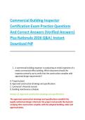 Bundle for Commercial Building Inspector Certification Exam Practice Questions And Correct Answers &lpar;Verified Answers&rpar; Plus Rationale 2026 Q&A&vert; Instant Download Pdf