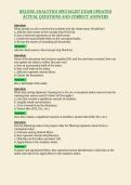 RELONE ANALYTICS SPECIALIST EXAM UPDATED&NewLine;ACTUAL QUESTIONS AND CORRECT ANSWERS