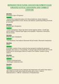 REPRODUCTION PATHO AND HCD BLUEPRINT EXAM&NewLine;UPDATED ACTUAL QUESTIONS AND CORRECT&NewLine;ANSWERS