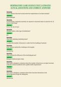 RESPIRATORY CARE SCIENCE TEST 2 UPDATED&NewLine;ACTUAL QUESTIONS AND CORRECT ANSWERS