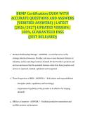 BRMP Certification EXAM WITH ACCURATE QUESTIONS AND ANSWERS &lpar;VERIFIED ANSWERS&rpar; &vert; LATEST &lpar;2026&sol;2027&rpar; UPDATED VERSION &vert; 100&percnt; GUARANTEED PASS &lbrace;JUST RELEASED&rcub;