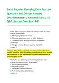 Court Reporter Licensing Exam Practice &NewLine;Questions And Correct Answers &NewLine;&lpar;Verified Answers&rpar; Plus Rationale 2026 &NewLine;Q&A&vert; Instant Download Pdf 