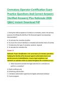 Crematory Operator Certification Exam &NewLine;Practice Questions And Correct Answers &NewLine;&lpar;Verified Answers&rpar; Plus Rationale 2026 &NewLine;Q&A&vert; Instant Download Pdf 