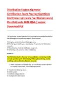 Distribution System Operator &NewLine;Certification Exam Practice Questions &NewLine;And Correct Answers &lpar;Verified Answers&rpar; &NewLine;Plus Rationale 2026 Q&A&vert; Instant &NewLine;Download Pdf  