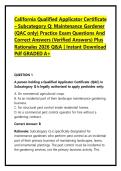California Qualified Applicator Certificate &ndash; Subcategory Q&colon; Maintenance Gardener &lpar;QAC only&rpar; Practice Exam Questions And Correct Answers &lpar;Verified Answers&rpar; Plus Rationales 2026 Q&A &vert; Instant Download Pdf GRADED A&plus;