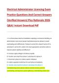 Electrical Administrator Licensing Exam &NewLine;Practice Questions And Correct Answers &NewLine;&lpar;Verified Answers&rpar; Plus Rationale 2026 &NewLine;Q&A&vert; Instant Download Pdf  