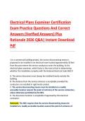 Electrical Plans Examiner Certification &NewLine;Exam Practice Questions And Correct &NewLine;Answers &lpar;Verified Answers&rpar; Plus &NewLine;Rationale 2026 Q&A&vert; Instant Download &NewLine;Pdf  