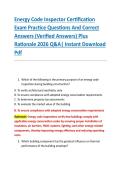 Energy Code Inspector Certification &NewLine;Exam Practice Questions And Correct &NewLine;Answers &lpar;Verified Answers&rpar; Plus &NewLine;Rationale 2026 Q&A&vert; Instant Download &NewLine;Pdf 