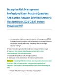 Enterprise Risk Management &NewLine;Professional Exam Practice Questions &NewLine;And Correct Answers &lpar;Verified Answers&rpar; &NewLine;Plus Rationale 2026 Q&A&vert; Instant &NewLine;Download Pdf