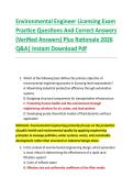 Environmental Engineer Licensing Exam &NewLine;Practice Questions And Correct Answers &NewLine;&lpar;Verified Answers&rpar; Plus Rationale 2026 &NewLine;Q&A&vert; Instant Download Pdf