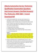 Alberta Automotive Service Technician &NewLine;Qualification Examination Questions &NewLine;And Correct Answers &lpar;Verified Answers&rpar; &NewLine;Plus Rationales 2026 Q&A &vert; Instant &NewLine;Download Pdf 
