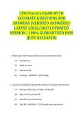 CPO Practice EXAM WITH ACCURATE QUESTIONS AND ANSWERS &lpar;VERIFIED ANSWERS&rpar; &vert; LATEST &lpar;2026&sol;2027&rpar; UPDATED VERSION &vert; 100&percnt; GUARANTEED PASS &lbrace;JUST RELEASED&rcub;