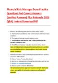 Financial Risk Manager Exam Practice &NewLine;Questions And Correct Answers &NewLine;&lpar;Verified Answers&rpar; Plus Rationale 2026 &NewLine;Q&A&vert; Instant Download Pdf
