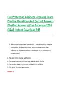 Fire Protection Engineer Licensing Exam &NewLine;Practice Questions And Correct Answers &NewLine;&lpar;Verified Answers&rpar; Plus Rationale 2026 &NewLine;Q&A&vert; Instant Download Pdf 