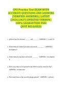 CPO Practice Test EXAM WITH ACCURATE QUESTIONS AND ANSWERS &lpar;VERIFIED ANSWERS&rpar; &vert; LATEST &lpar;2026&sol;2027&rpar; UPDATED VERSION &vert; 100&percnt; GUARANTEED PASS &lbrace;JUST RELEASED&rcub;