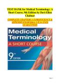 Medical Terminology &ndash; A Short Course &lpar;9th Edition&rpar; by Davi-Ellen Chabner &vert; Complete Test Bank with Verified Answers & Chapter-by-Chapter Practice Questions