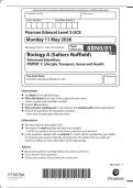 AS-LEVEL EDEXCEL BIOLOGY A &lpar;SALTERS NUFFIELD&rpar; MAY 2026 PAPER 1 QUESTION PAPER &lpar;8BN0&sol;01&rpar;