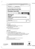 A-LEVEL EDEXCEL BIOLOGY B JUNE 2025 PAPER 1 QUESTION PAPER &plus; MARKSCHEME &lpar;9BI0&sol;01&rpar;