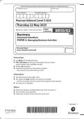 AS-LEVEL EDEXCEL BUSINESS MAY 2025 PAPER 2 QUESTION PAPER &lpar;8BS0&sol;02&rpar;