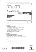 A-LEVEL EDEXCEL GEOGRAPHY MAY 2026 PAPER 1 QUESTION PAPER &lpar;9GE0&sol;01&rpar;