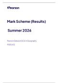 A-LEVEL EDEXCEL GEOGRAPHY MAY 2026 PAPER 2 MARK SCHEME &lpar;9GE0&sol;02&rpar;