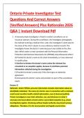 Ontario Private Investigator Test &NewLine;Questions And Correct Answers &NewLine;&lpar;Verified Answers&rpar; Plus Rationales 2026 &NewLine;Q&A &vert; Instant Download Pdf 