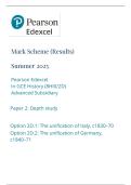AS-LEVEL EDEXCEL HISTORY MAY 2025 PAPER 2D MARK SCHEME &lpar;8HI0&sol;2D&rpar;
