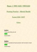 Exam 1&colon; NSG3450 &sol; NSG 3450 &lpar;Latest 2026 &sol; 2027&rpar; Nursing Practice &ndash; Mental Health &vert; 100&percnt; Correct Questions & Answers - Galen