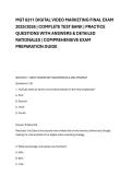 MGT 6311 DIGITAL VIDEO MARKETING FINAL EXAM &NewLine;2025&sol;2026 &vert; COMPLETE TEST BANK &vert; PRACTICE &NewLine;QUESTIONS WITH ANSWERS & DETAILED &NewLine;RATIONALES &vert; COMPREHENSIVE EXAM &NewLine;PREPARATION GUIDE