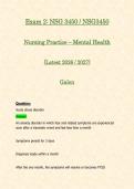 Exam 1 & 2&colon; NSG3450 &sol; NSG 3450 Nursing Practice &ndash; Mental Health &lpar;Latest 2026 &sol; 2027 Updates BUNDLE PACKAGE WITH COMPLETE SOLUTIONS&rpar; &vert; 100&percnt; Correct &vert; Grade A - Galen