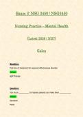 Exam 2 & 3&colon; NSG3450 &sol; NSG 3450 Nursing Practice &ndash; Mental Health &lpar;Latest 2026 &sol; 2027 Updates BUNDLE PACKAGE WITH COMPLETE SOLUTIONS&rpar; &vert; 100&percnt; Correct &vert; Grade A - Galen