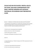 EVOLVE HESI RN PSYCHIATRIC-MENTAL HEALTH &NewLine;EXIT EXAM &vert; 2024&sol;2025 COMPREHENSIVE TEST &NewLine;BANK &vert; VERIFIED ANSWERS WITH DETAILED &NewLine;RATIONALES &vert; RN NURSING EXAM PREPARATION &NewLine;GUIDE 