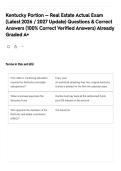 Kentucky Portion &mdash; Real Estate Actual Exam &lpar;Latest 2026 &sol; 2027 Update&rpar; Questions & Correct Answers &lpar;100&percnt; Correct Verified Answers&rpar; Already Graded A&plus;