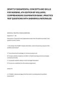 DEWIT'S FUNDAMENTAL CONCEPTS AND SKILLS &NewLine;FOR NURSING&comma; 6TH EDITION BY WILLIAMS &vert; &NewLine;COMPREHENSIVE EXAMINATION BANK &vert; PRACTICE &NewLine;TEST QUESTIONS WITH ANSWERS & RATIONALES