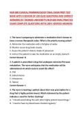 NUR 600 CLINICAL PHARMACOLOGY FINAL EXAM PREP TEST BANK WITH A REVIEW OF 230 QUIZ QUESTIONS AND CORRECT ANSWERS &lpar;ST THOMAS UNIVERSITY&rpar; NUR 600 FINAL PRACTICE EXAM COMPLETE QUESTIONS WITH 100&percnt; VERIFIED ANSWERSPREP TEST BANK WITH A REVIEW OF 230 QUIZ QUESTI