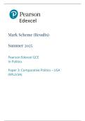 A-LEVEL EDEXCEL POLITICS JUNE 2025 PAPER 3A MARK SCHEME &lpar;9PL0&sol;3A&rpar;