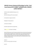 BIOL252&colon; Human Anatomy & Physiology II w&sol;Lab - Final &NewLine;Exam Review WITH CORRECT ANSWERS WELL VERIFIED &NewLine;LATEST EDITION &excl;