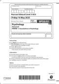 A-LEVEL EDEXCEL PSYCHOLOGY MAY 2025 PAPER 1 QUESTION PAPER &lpar;9PS0&sol;01&rpar;