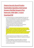 Ontario Security Guard Practice &NewLine;Examination Questions And Correct &NewLine;Answers &lpar;Verified Answers&rpar; Plus &NewLine;Rationales 2026 Q&A &vert; Instant &NewLine;Download Pdf 