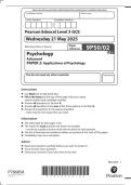 A-LEVEL EDEXCEL PSYCHOLOGY MAY 2025 PAPER 2 QUESTION PAPER &lpar;9PS0&sol;02&rpar;