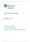 AS-LEVEL EDEXCEL PSYCHOLOGY MAY 2025 PAPER 1 MARK SCHEME &lpar;8PS0&sol;01&rpar;