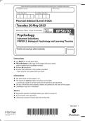 AS-LEVEL EDEXCEL PSYCHOLOGY MAY 2025 PAPER 2 QUESTION PAPER &lpar;8PS0&sol;02&rpar;