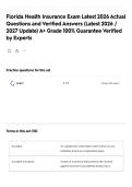 Florida Health Insurance Exam Latest 2026 Actual Questions and Verified Answers &lpar;Latest 2026 &sol; 2027 Update&rpar; A&plus; Grade 100&percnt; Guarantee Verified by Experts